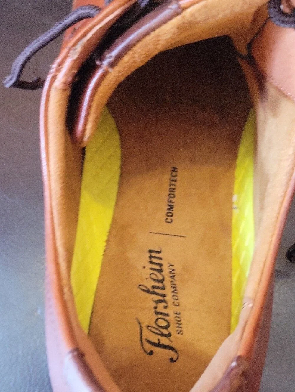Florsheim Brown Leather Lace-Up Oxfords with Yellow Insole